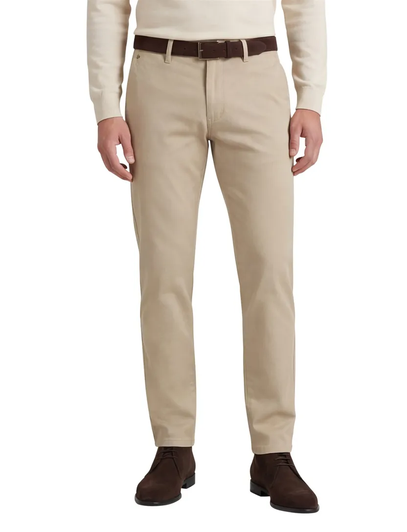 Gardeur Benito broek beige effen katoen