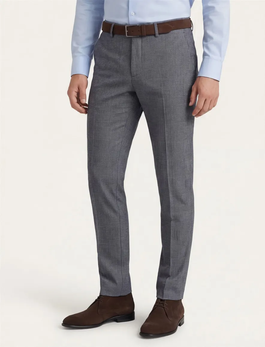 Gardeur broek chino blauw geruit katoen