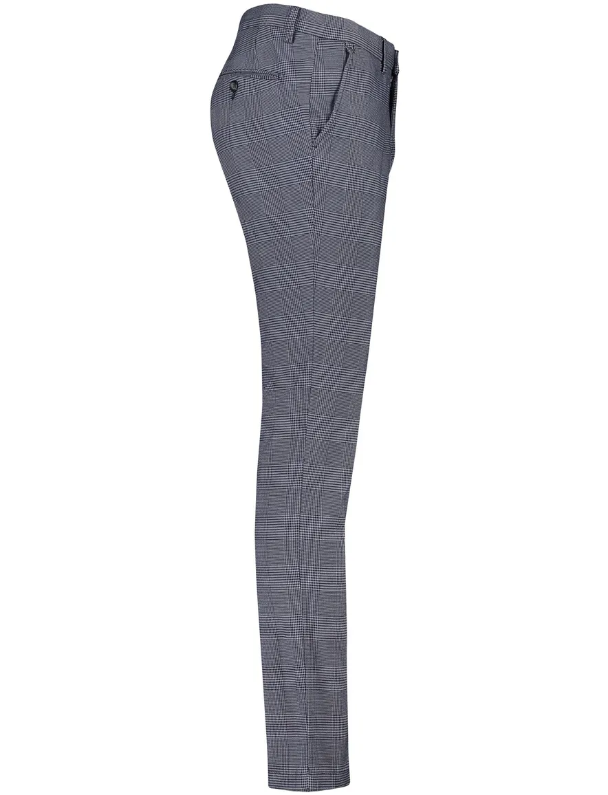 Gardeur broek chino blauw geruit katoen