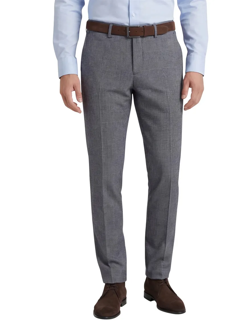 Gardeur broek chino blauw geruit katoen