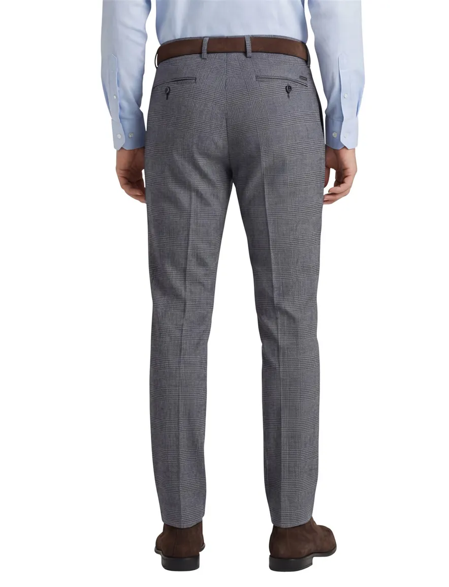 Gardeur broek chino blauw geruit katoen