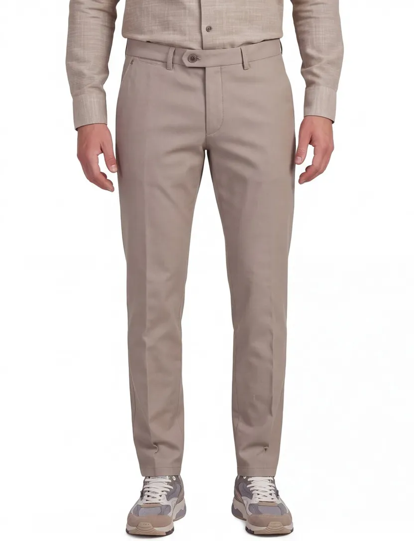 Gardeur Sonny broek bruin effen katoen slim fit