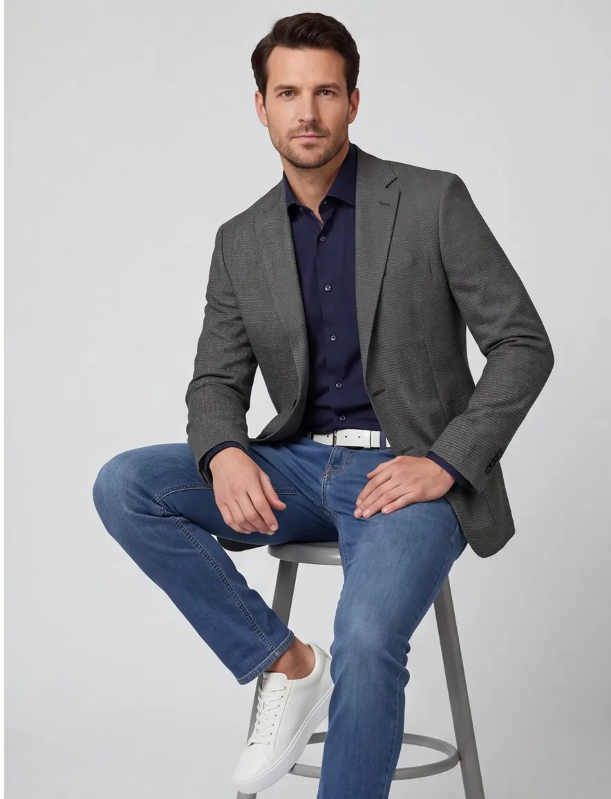 Dressler colbert donkergroen Shaped fit gemêleerd slim fit