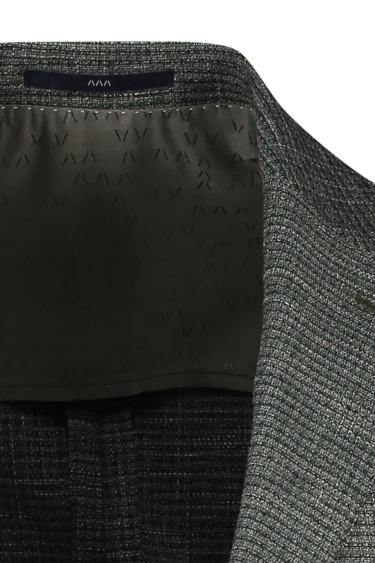 Dressler colbert donkergroen Shaped fit gemêleerd slim fit