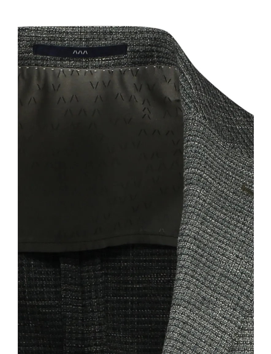 Dressler colbert donkergroen Shaped fit gemêleerd slim fit