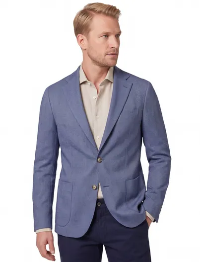 Dressler Dressler Shaped Fit colbert blauw effen wol slim fit met borstzak