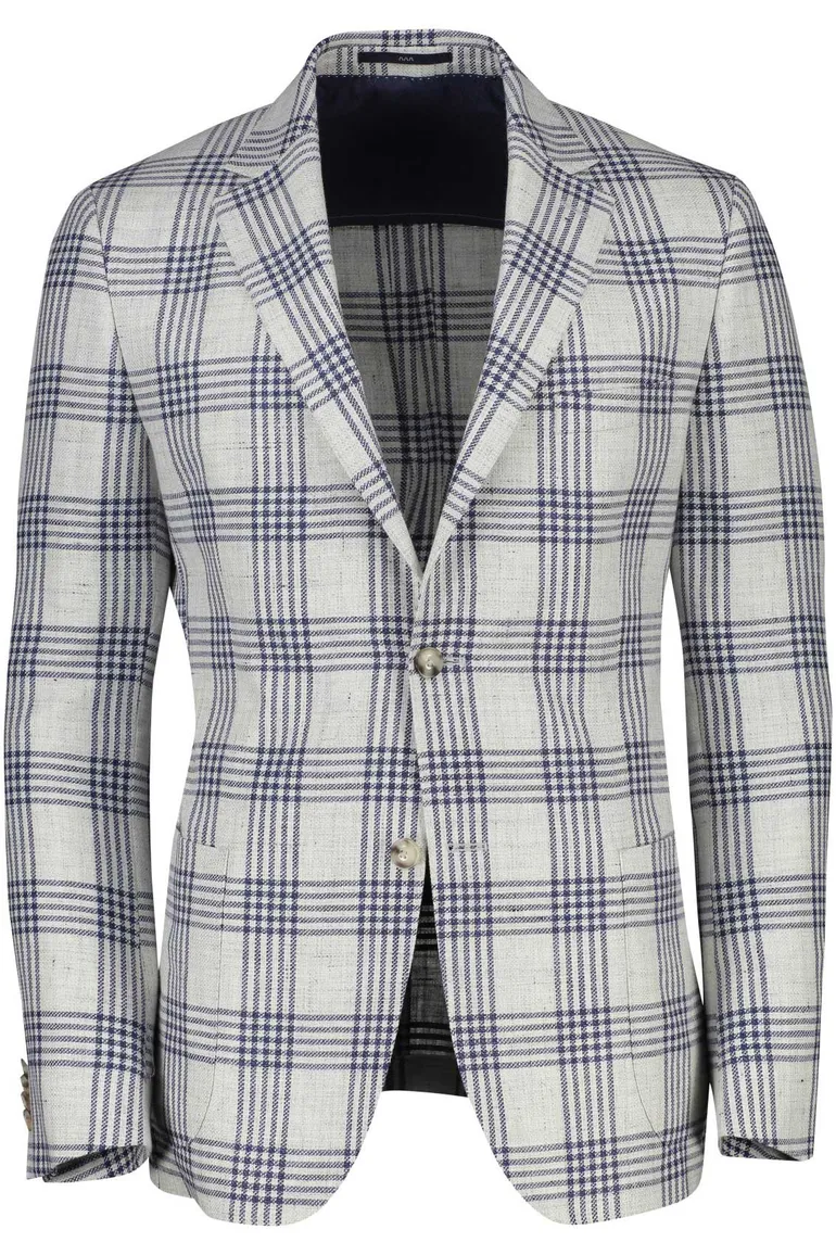 Dressler colbert wit navy geruit linnen normale fit