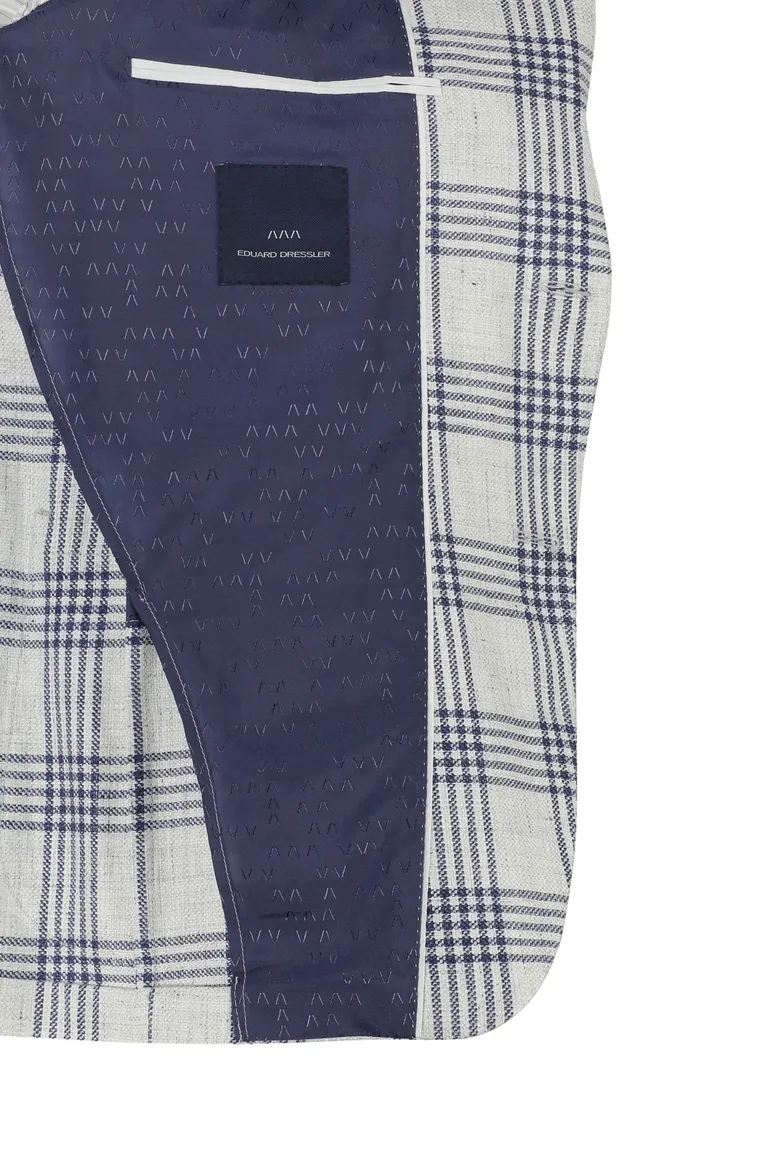 Dressler colbert wit navy geruit linnen normale fit