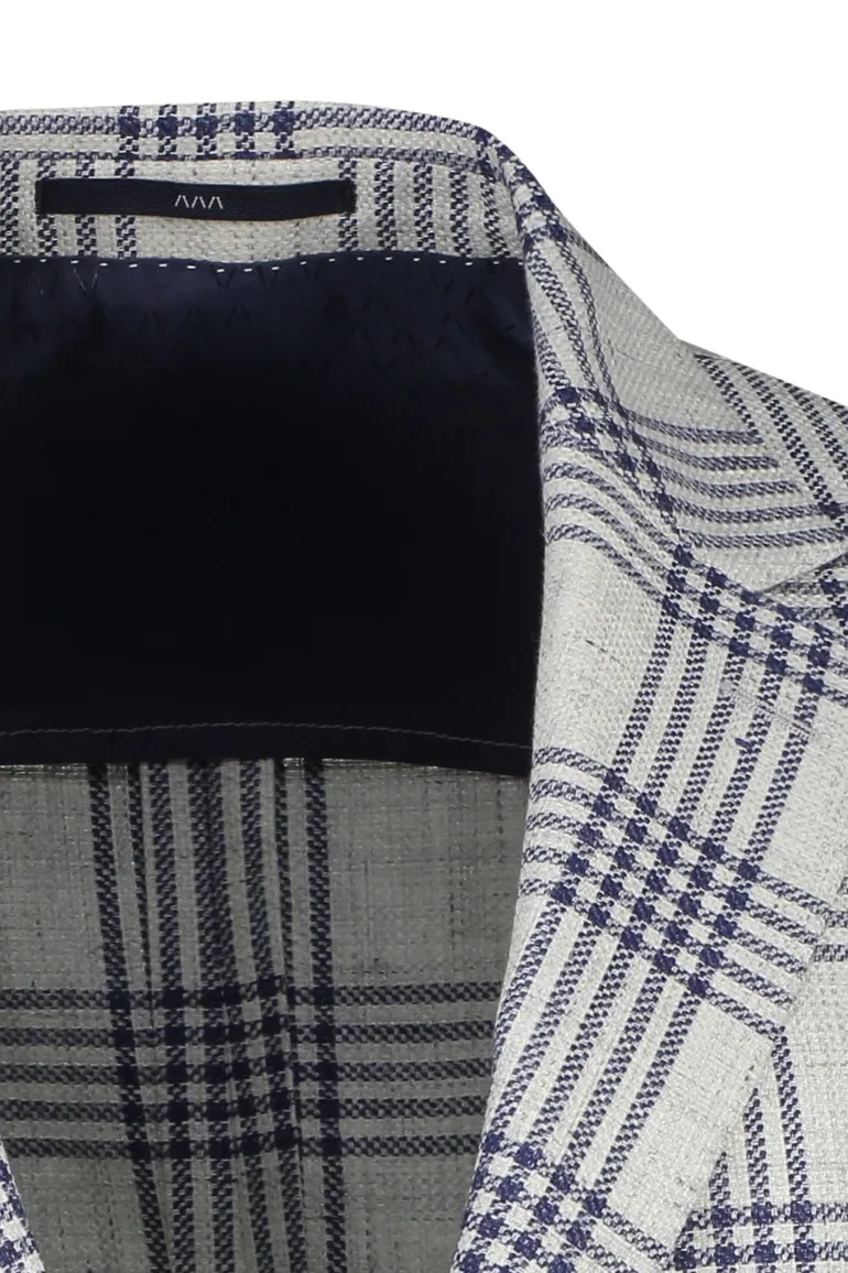 Dressler colbert wit navy geruit linnen normale fit