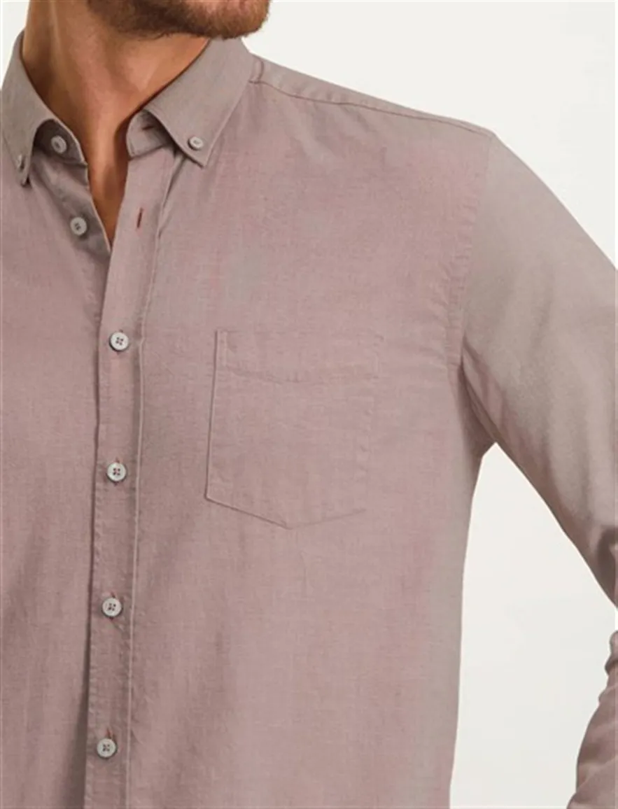 State of Art casual overhemd wijde fit roze effen katoen