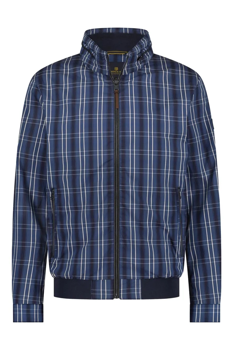 State of Art tussenjas blauw geruit katoen