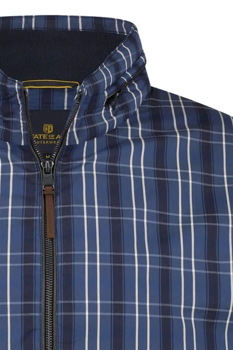 State of Art tussenjas blauw geruit katoen