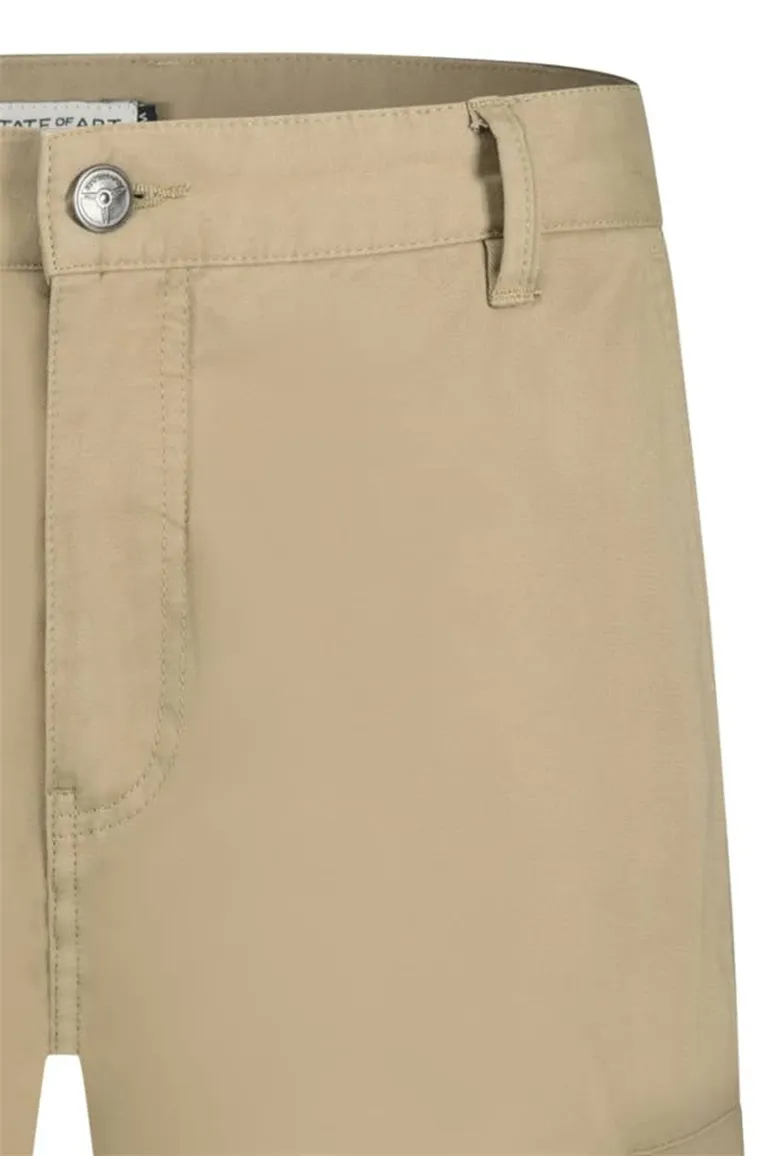 State of Art korte broek beige effen 100% katoen