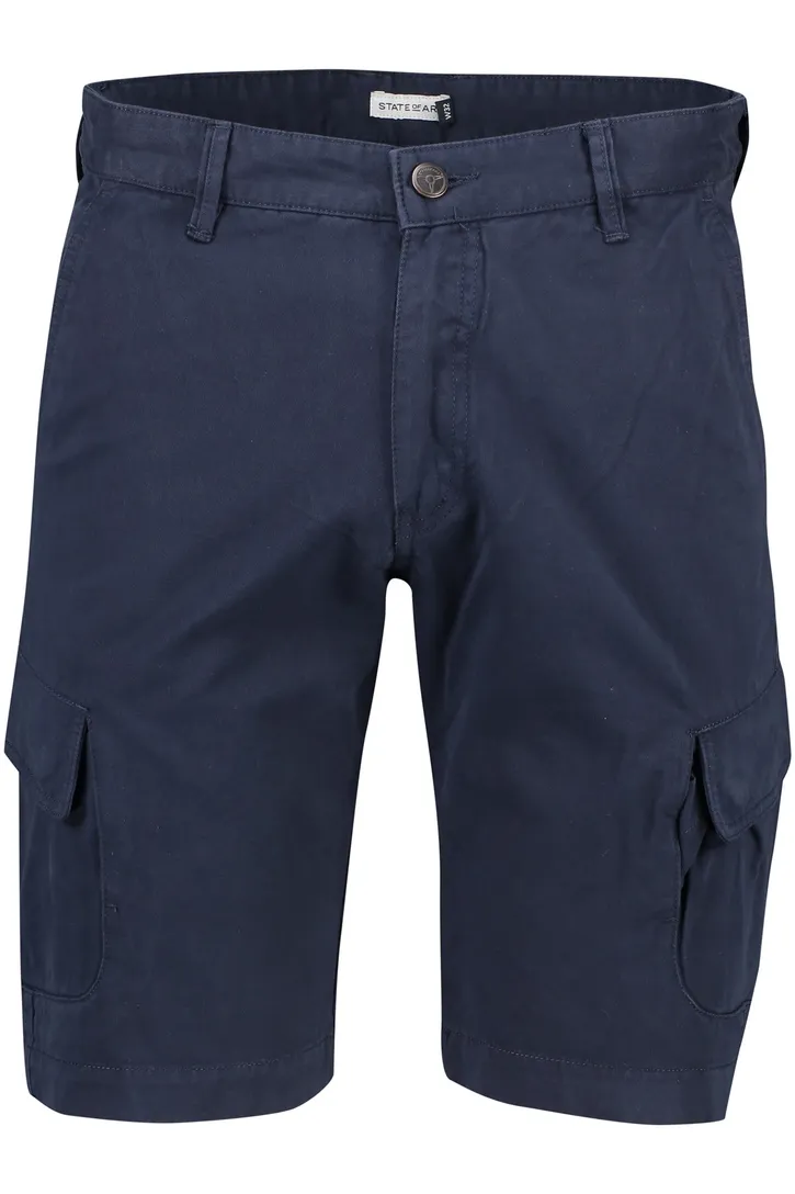 katoenen State of Art Bermuda effen donkerblauw