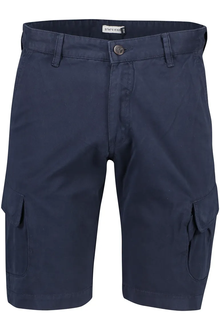 State of Art Bermuda effen donkerblauw cargo katoen