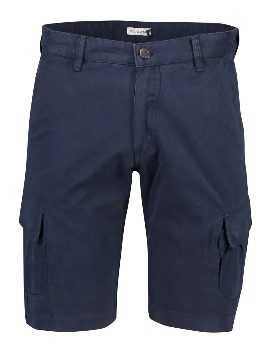 State of Art Bermuda effen donkerblauw cargo katoen