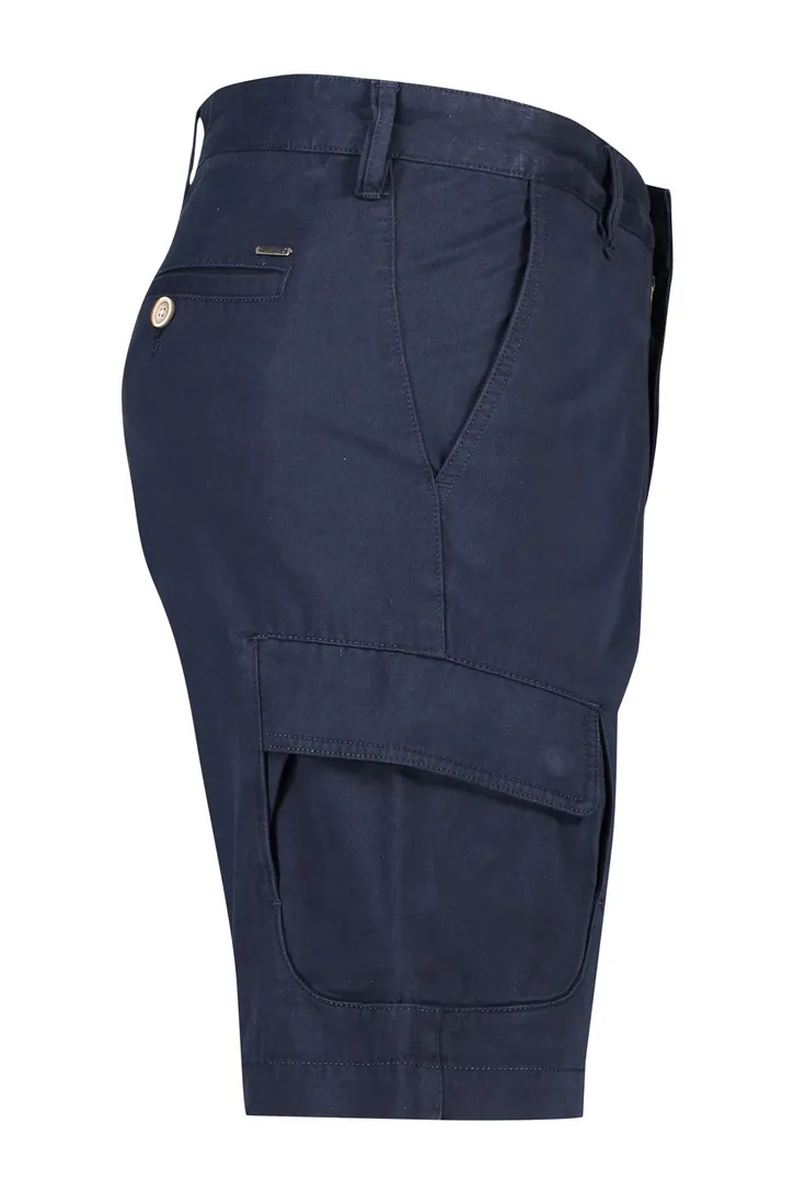 katoenen State of Art Bermuda effen donkerblauw