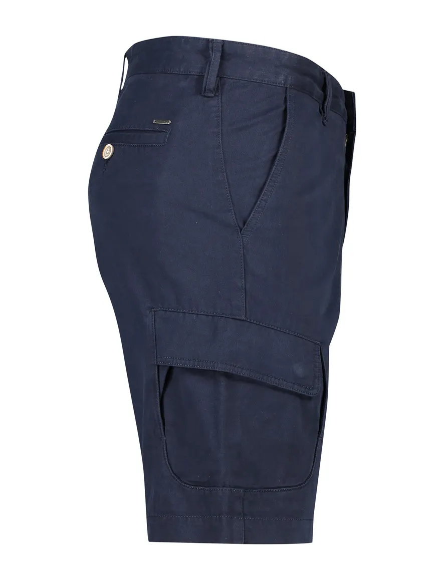 State of Art Bermuda effen donkerblauw cargo katoen