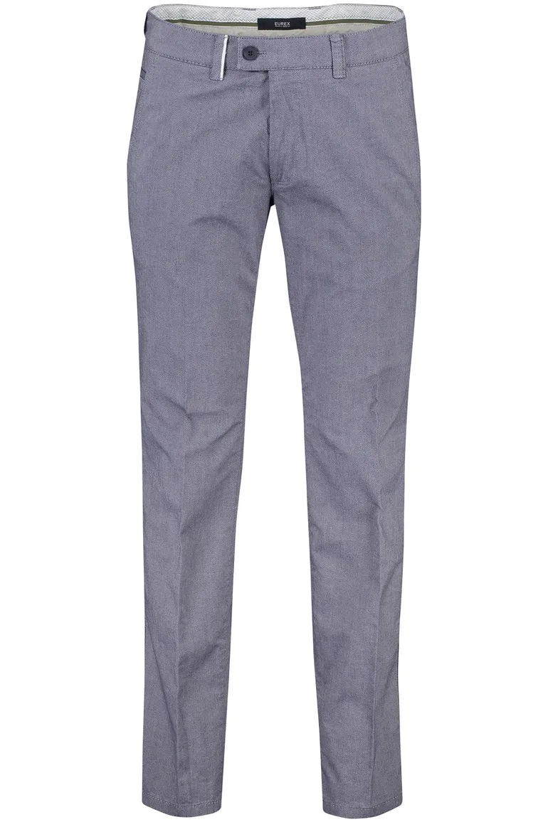 Eurex katoenen chino blauw zakken effen katoen