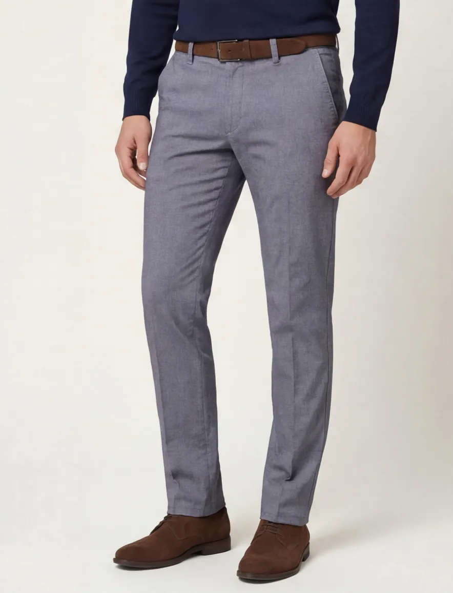 Eurex katoenen chino blauw zakken effen katoen