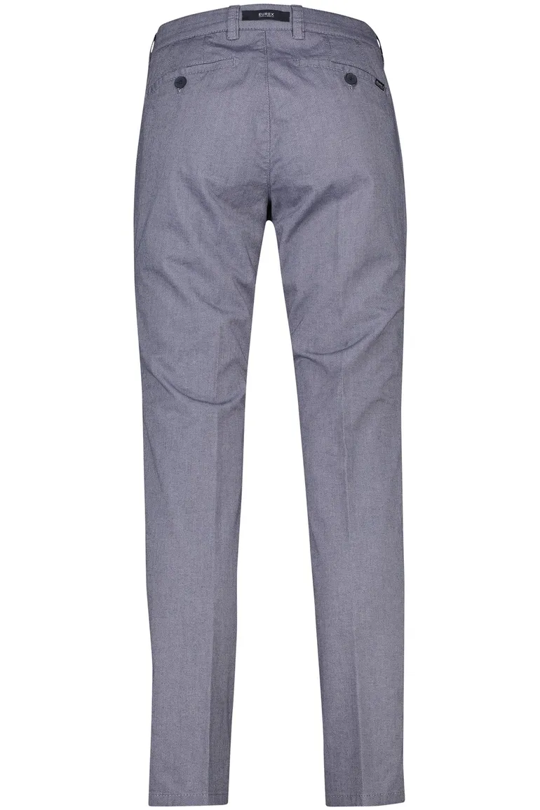 Eurex katoenen chino blauw zakken effen katoen