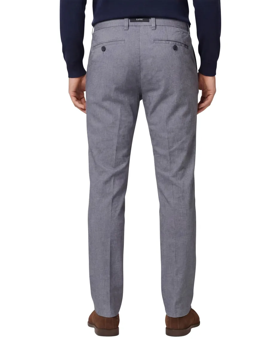 Eurex katoenen chino blauw zakken effen katoen