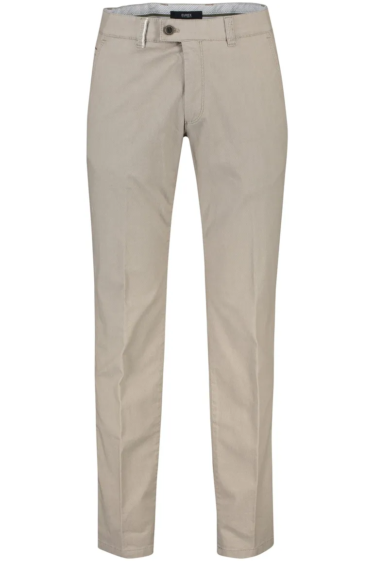 Eurex katoenen broek beige effen regular fit