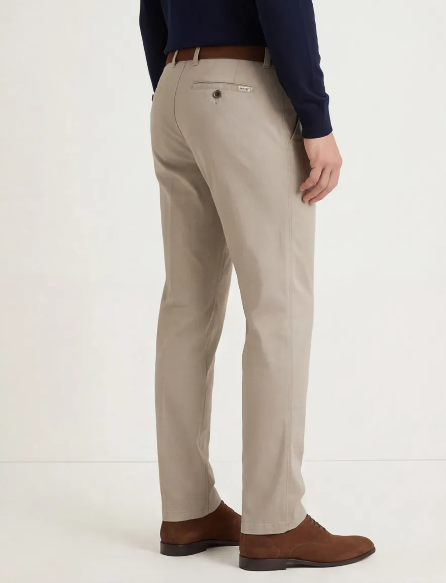 Eurex katoenen broek beige effen regular fit