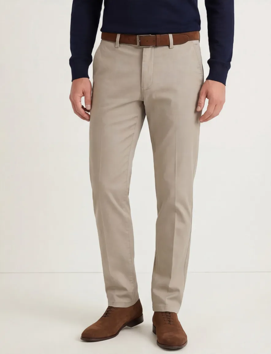 Eurex katoenen broek beige effen regular fit