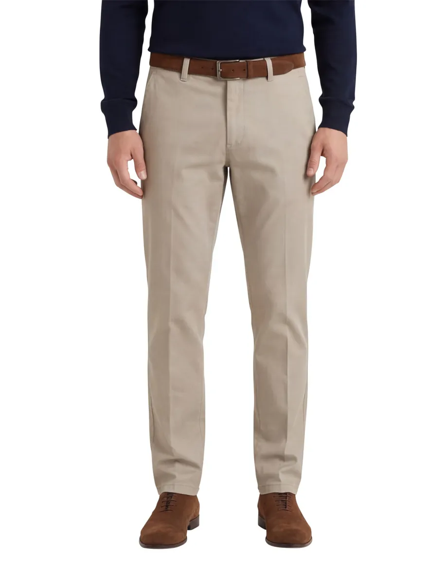 Eurex katoenen broek beige effen regular fit