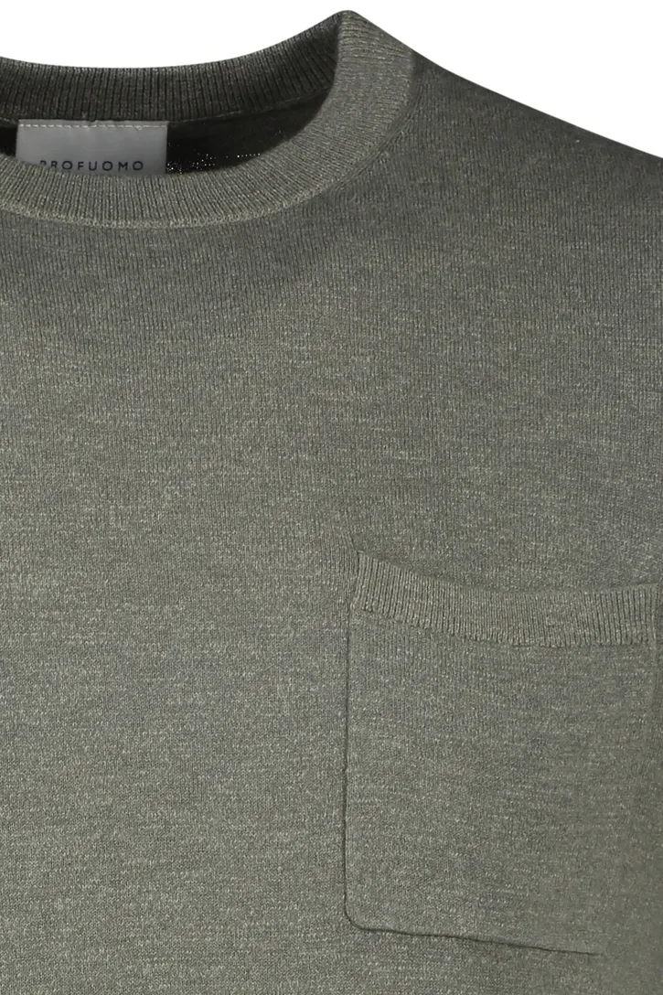 Profuomo t-shirt groen effen katoen-linnen