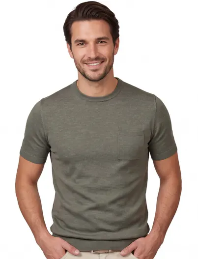 Profuomo Profuomo t-shirt groen effen met borstzak