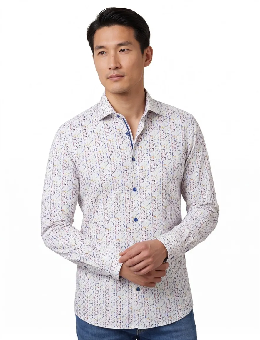 Olymp Level Five overhemd extra slim fit wit geprint katoen