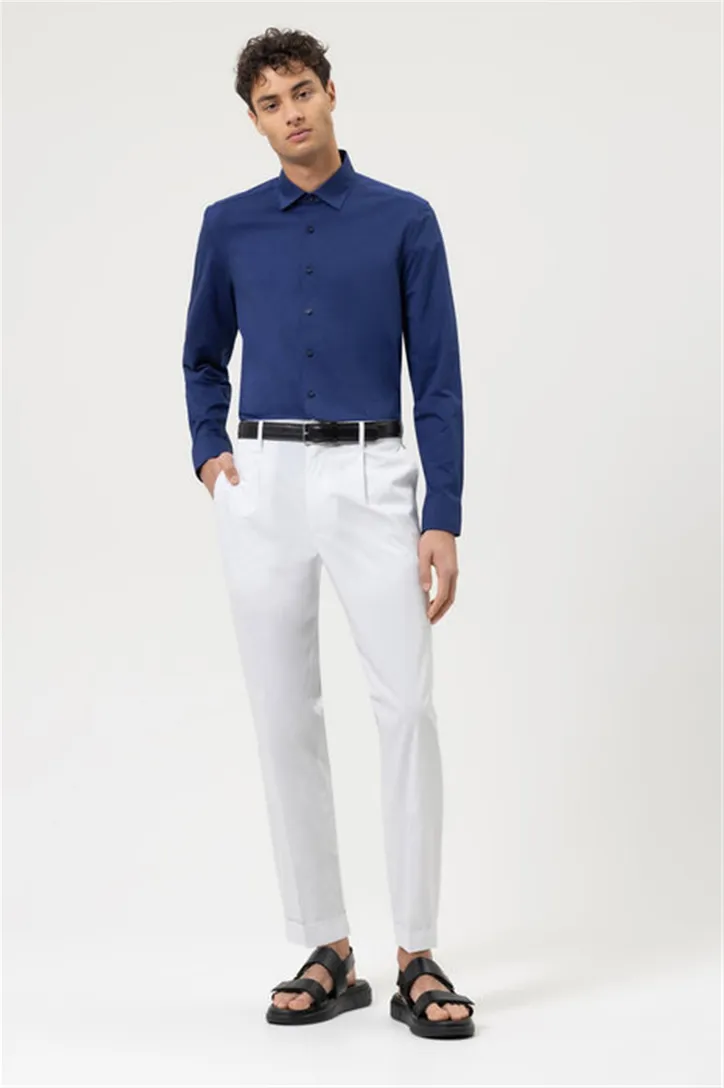 Olymp overhemd Level Five extra slim fit donkerblauw effen katoen