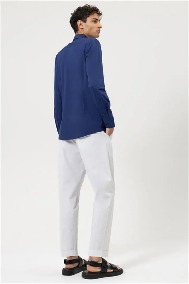 Olymp overhemd Level Five extra slim fit donkerblauw effen katoen