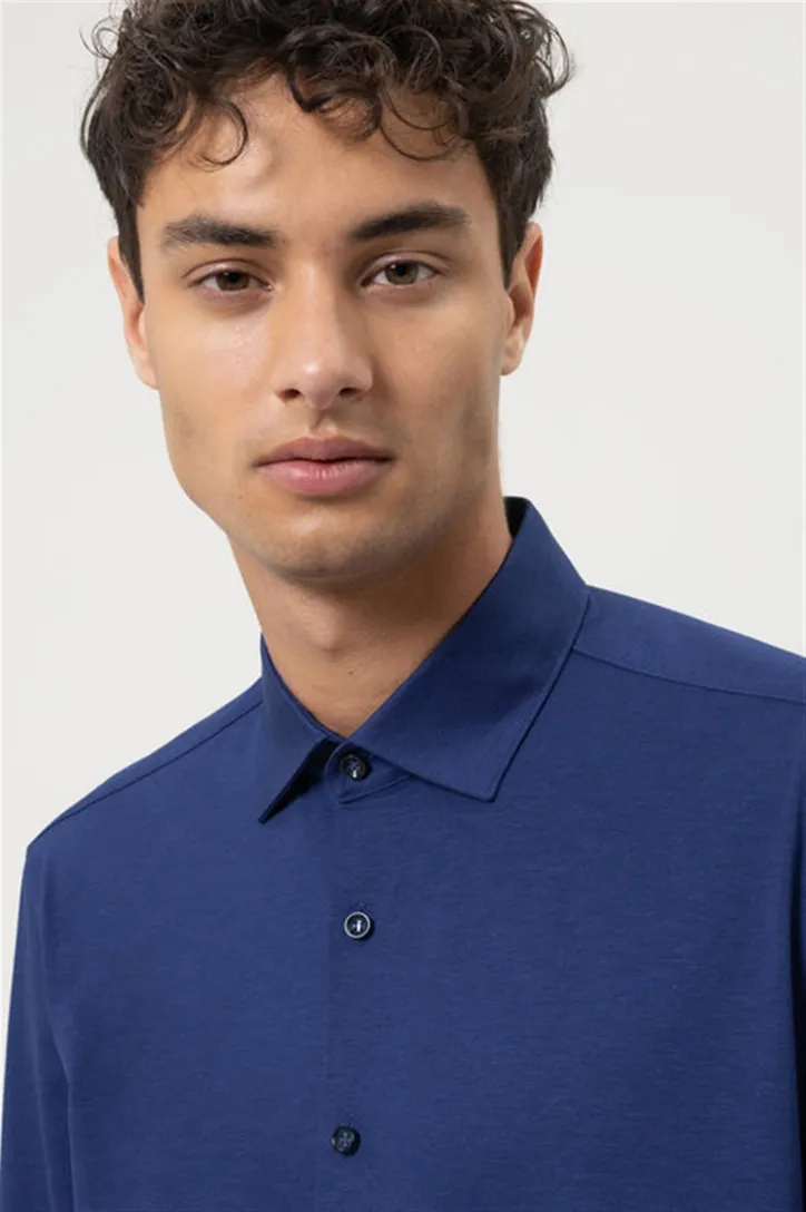 Olymp overhemd Level Five extra slim fit donkerblauw effen katoen