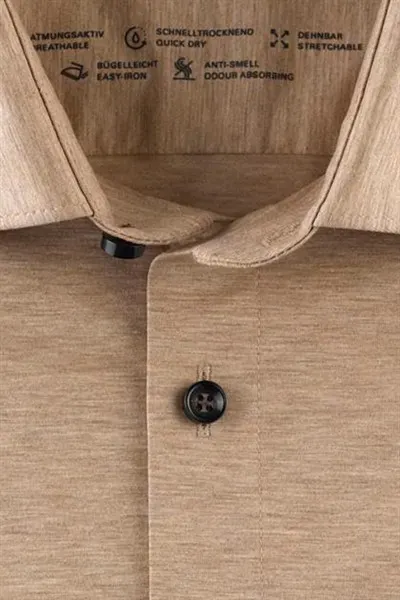 Olymp Level Five 24/Seven overhemd extra slim fit camel katoen