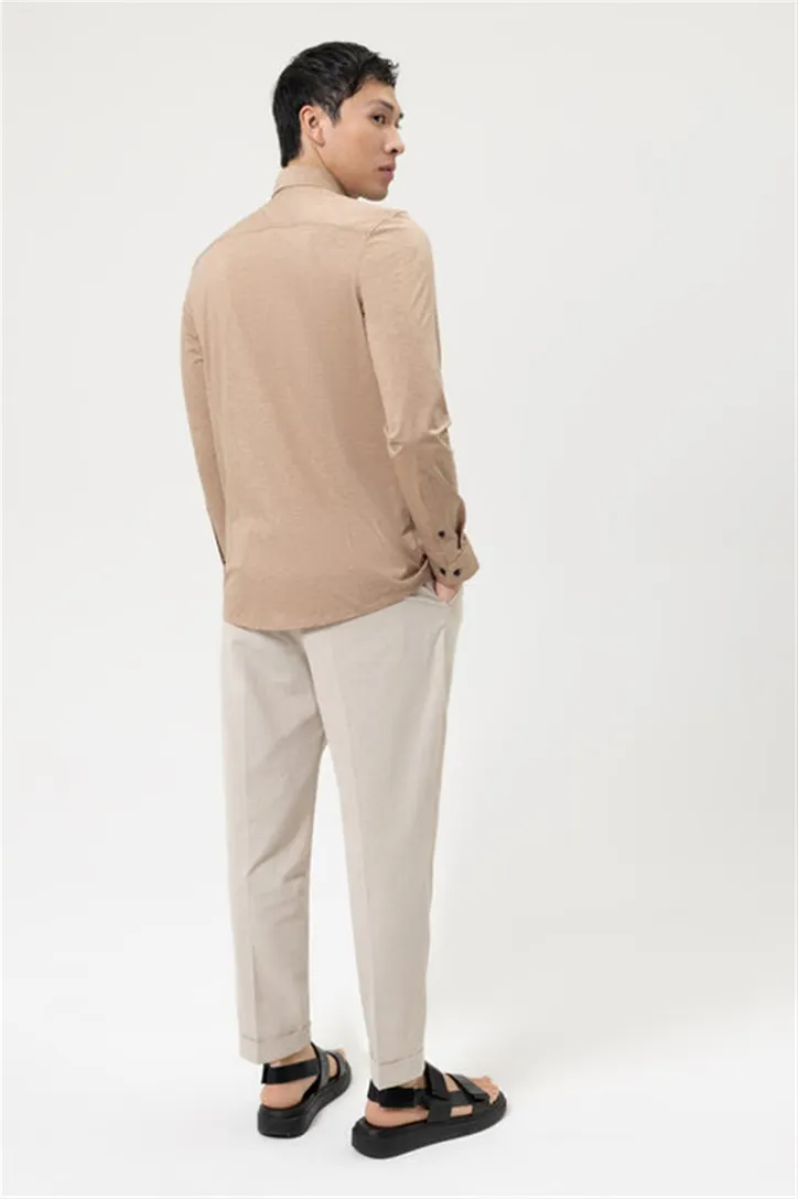 Olymp Level Five 24/Seven overhemd extra slim fit camel katoen
