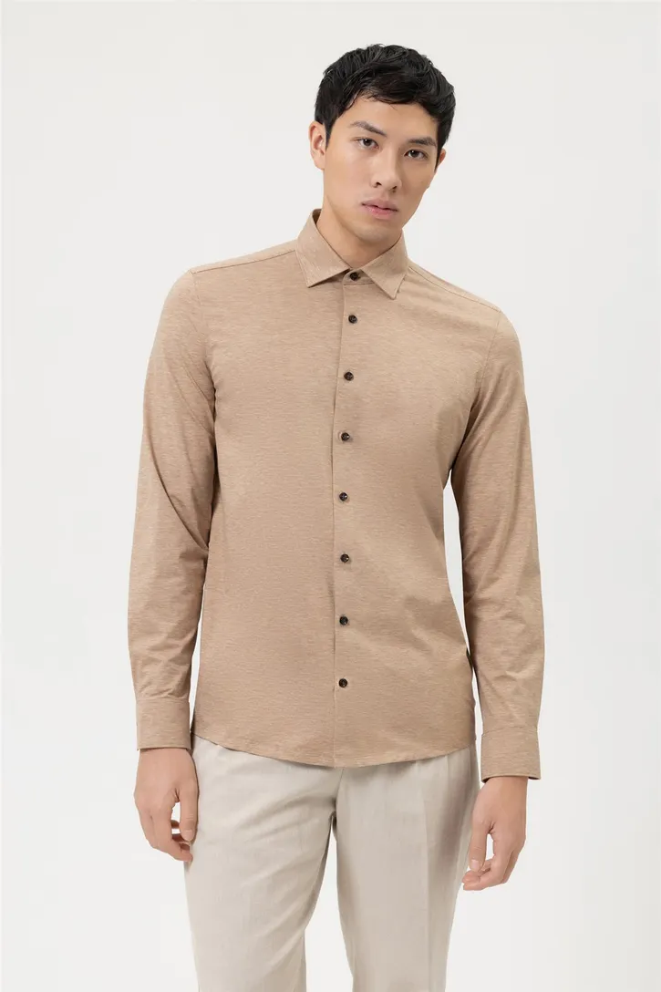 Olymp Level Five 24/Seven overhemd extra slim fit camel katoen