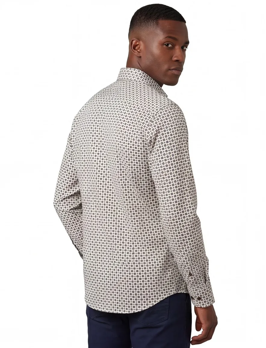 Olymp overhemd Level Five extra slim fit rondjes geprint katoen