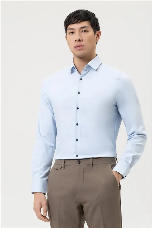 Olymp Level Five 24/Seven business overhemd extra slim fit lichtblauw effen katoen