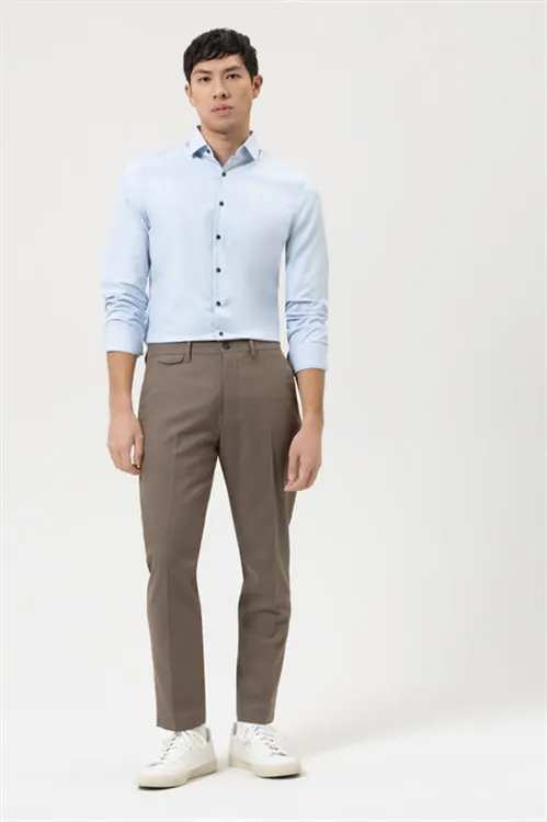 Olymp Level Five 24/Seven business overhemd extra slim fit lichtblauw effen katoen