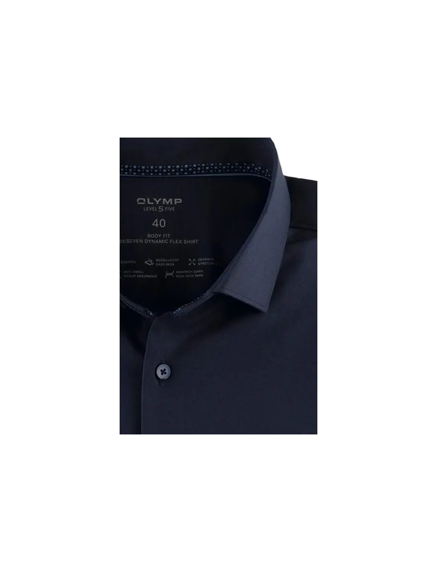 Donkerblauw Olymp business overhemd Level Five extra slim fit katoen