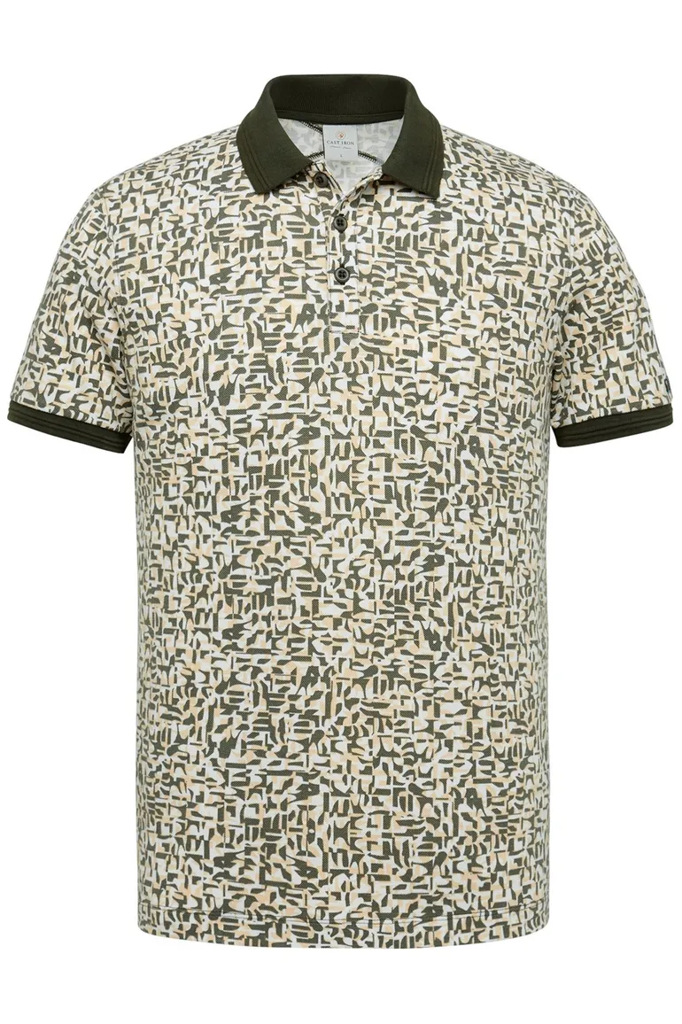 Cast Iron poloshirt groen geprint