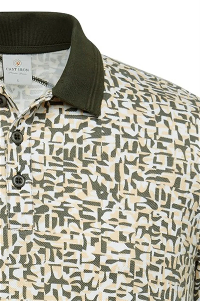 Cast Iron poloshirt groen geprint