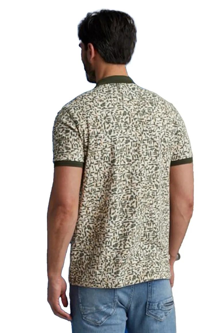Cast Iron poloshirt groen geprint