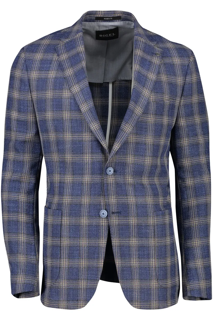 Digel colbert wol blauw geruit