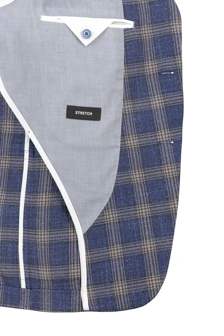Digel colbert wol blauw geruit