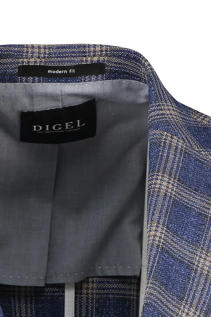 Digel colbert wol blauw geruit