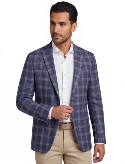 Digel Digel colbert geruit wol normale fit blauw